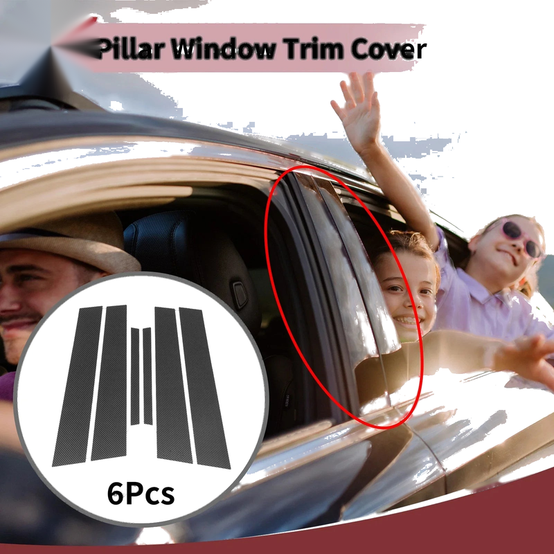 Nissan Maxima (2009-2015) Black Carbon Fiber 6 Pcs Car Door Pillar Trim
