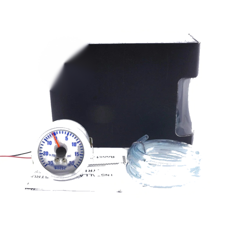 Car 12V 30–20 PSI Blue Light Boost Pressure Gauge 52mm Turbocharger