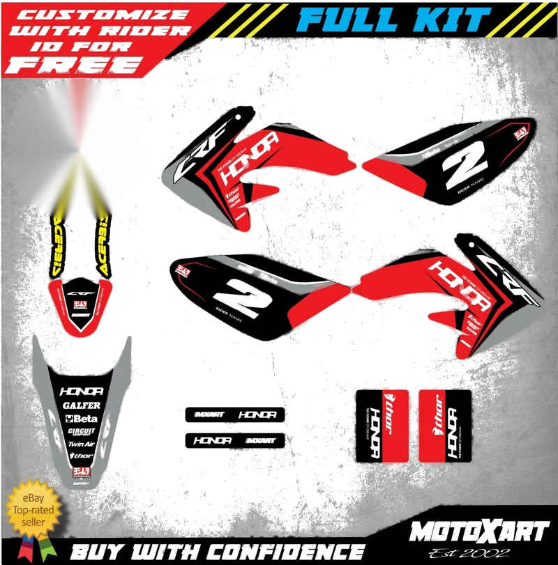 Honda CRF70 (2004-2012) SPARK Style Stickers Custom Graphics Full Kit