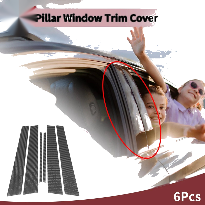 Lexus IS (2001-2005) Black Carbon Fiber 6 Pcs Car Door Pillar Window Trim