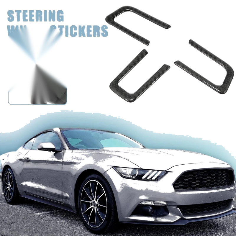Ford Mustang 3 x Carbon Fiber Steering Wheel Sticker Trim (2015-2020)