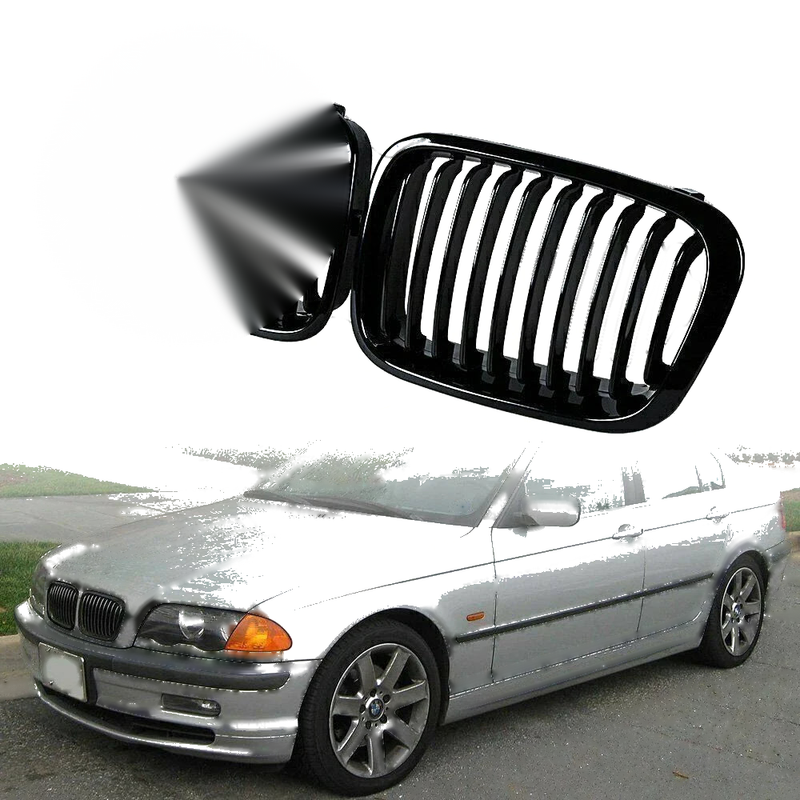 BMW E46 Sedan 325i 328i 330i Gloss Black Front Kidney Grille (1998-2001)