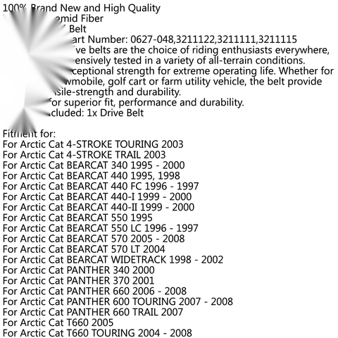 Arctic Cat Bearcat 440 550 570 T660 Turbo Drive Belt (2004-2023)