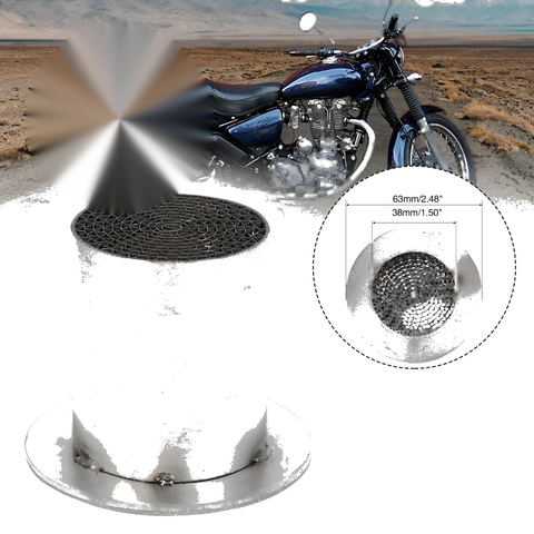 42mm Universal Motorcycle Exhaust Pipe Baffle Muffler Silver Tone