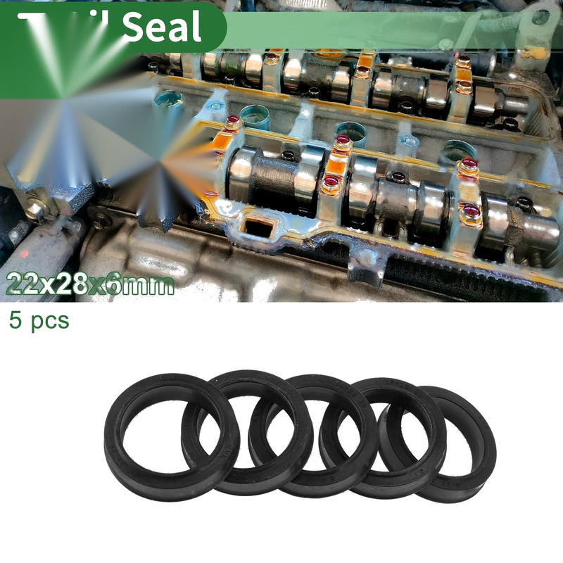 Make Oil Seal 22x28x6mm Seal Ring Rotary Shaft Seal NBR Rubber Black 5 x