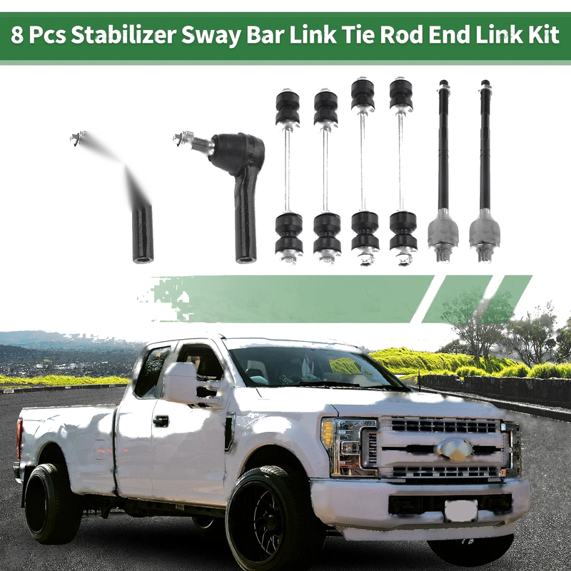 Ford 8 Pcs Front Suspension Kit Tie Rod Ends & Sway Bar Links