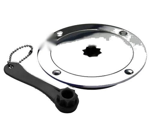 Boat / Caravan Inspection Port / Deck Plate 142mm OD 316 SS with Star Key
