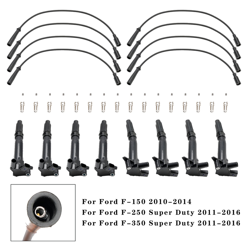 Ford F150 6.2L 10-17 8x Ignition Coil+16x Spark Plug+8x Wire UF631 UF639