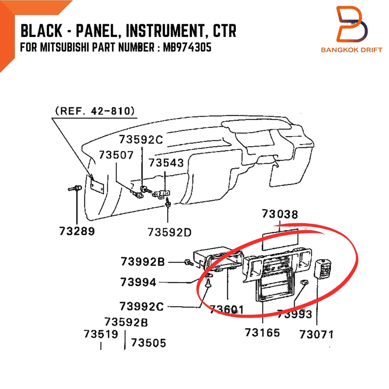 Mitsubishi Triton Ute Black Radio Dashboard Panel Trim (1986-1996)