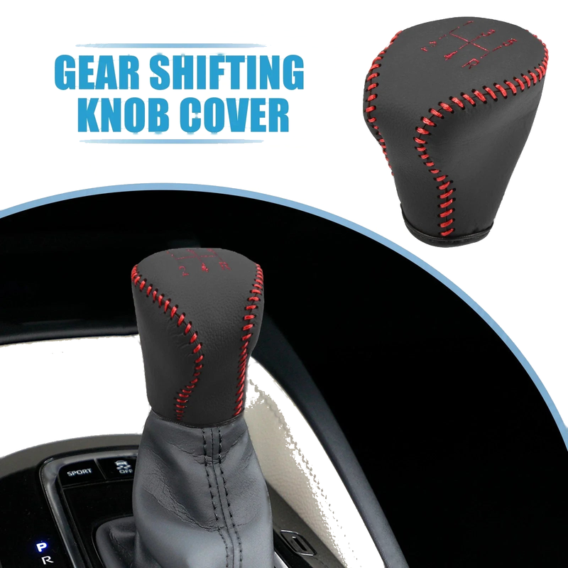 Hyundai Elantra 2004-2011 Faux Leather Black Red Gear Shifting Knob Cover
