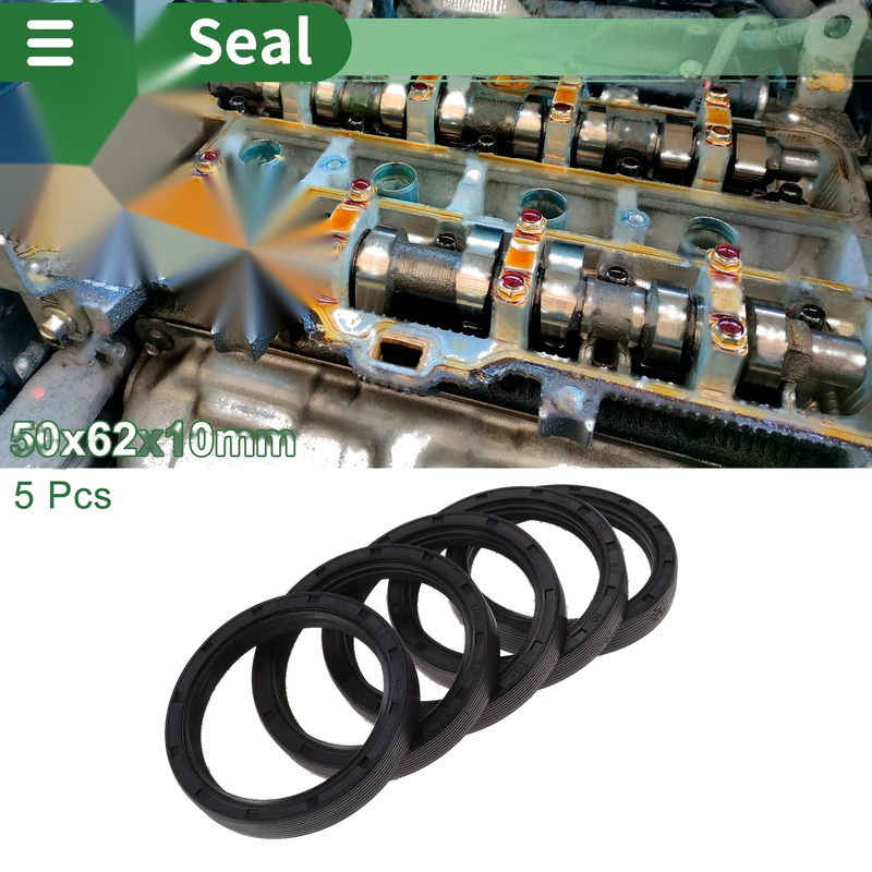 Oil Seal NBR Rubber 50x62x10mm High Pressure Black 5 Pcs