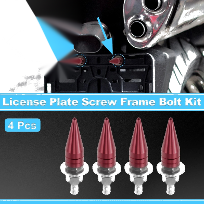 Universal Motorcycle License Plate Screws Cover 5.4cm Red 4 x