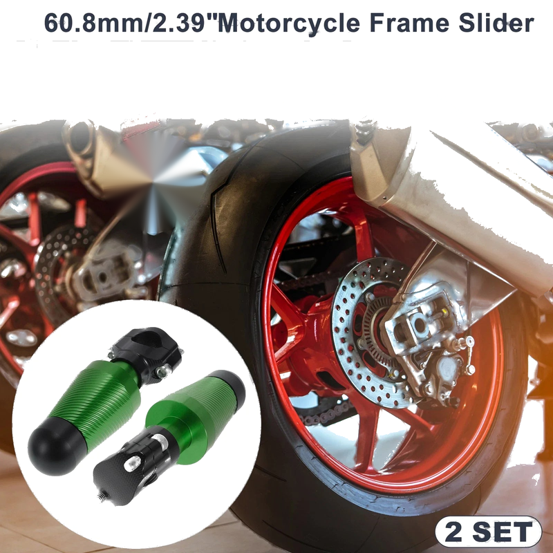 Motorcycle 0.87-1.1 2 x Aluminum Alloy Motorcycle Slider Frame Green