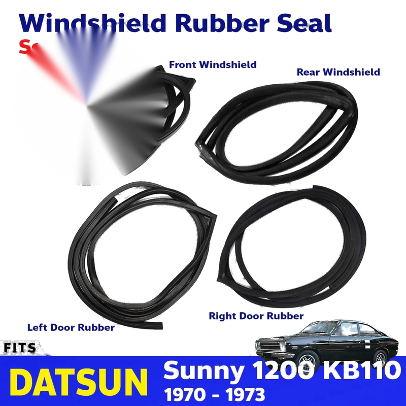 Windshield Weatherstrip Rubber Seal 4 PC Fits Datsun Sunny 1200 KB110 2D 1970-73