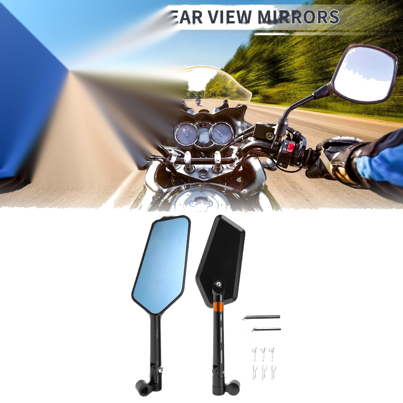 Motorcycle M8/M10 Rear View Mirror Handlebar Mirror Black Aluminum Alloy