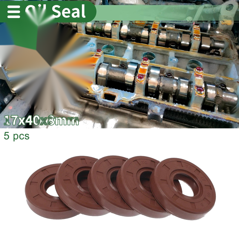 Make Model Oil Seal 17x40x8mm Rotary Shaft Seal FKM Rubber 5 Pcs