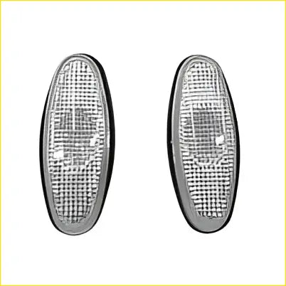 Two oval silver led marker lights with textured surface and black bezels for holden commodore side indicator flasher