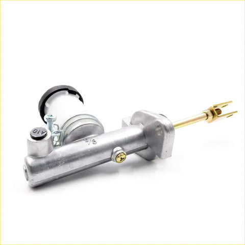 Silver aluminum clutch master cylinder with black rubber cap and brass fittings for Nissan Datsun 200SX SE-R Lucino Coupe