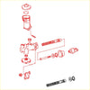 Red line drawing of a clutch master cylinder assembly diagram for toyota cami daihatsu terios 13l 2000-2005