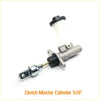 Silver clutch master cylinder for toyota hilux with white reservoir black seals and 5/8 inch design shown from back side