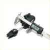 Black plastic and metal clutch master cylinder for toyota hilux revo 2015-2024 being measured with digital caliper