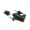 Black plastic clutch master cylinder for Toyota Hilux Revo 2015-2024 with threaded metal bolts and ribbed body back side