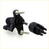 Black plastic clutch master cylinder with metallic bolts and ribbed housing for toyota hilux ute 2004-2016 back side