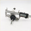 Silver metal clutch master cylinder with black rubber grip and threaded rod measured by caliper for toyota hilux