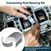 Silver metallic curved segmented connecting rod bearing set for toyota 8 pcs showing front side