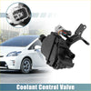 Black plastic coolant control valve for toyota prius 2004-2009 with white electrical connector and colorful wires back view