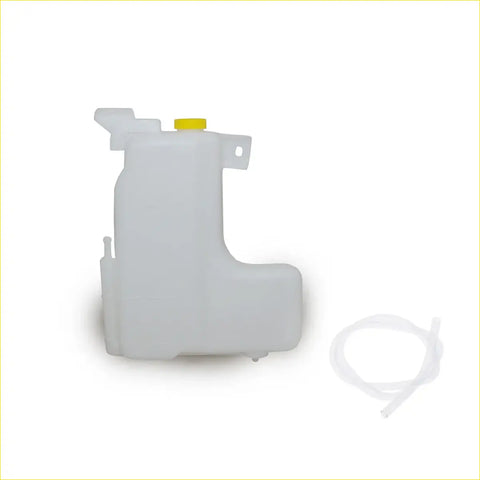 White plastic coolant reservoir tank with yellow cap and clear hose for nissan frontier navara terrano d22