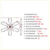 A technical diagram showing dimensions of a 10-blade cooling fan blade for toyota hilux 4runner ln200 ln205 2001-2004