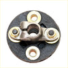 Black textured circular base with metallic clamp and gold nuts on coupling assy flexible steering column for toyota hilux