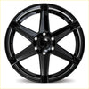 Black glossy five-spoke alloy wheel covert rv2 20x9 6x139.7 15 offset with central hubcap logo