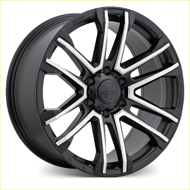Black and silver two-tone craft alloy wheel with multi-spoke design in satin black with milled spokes 20x9 size