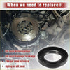 Black rubber crankshaft seal with metallic inner ring for toyota land cruiser 2007-2015 shown from back side