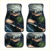 Set of four custom anime floor mats with durable fabric and detailed kakashi hatake illustration for car use