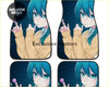 Custom anime kawii lollipop floor mats with a detailed teal haired anime girl in a beige sweater design