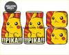 Set of four custom anime pika floor mats with bold yellow pikachu design and red sunburst background for car use