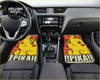 Yellow pikachu-themed car floor mats with red and black accents featuring the text pika for anime fans