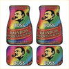 Custom boss coffee rainbow floor mats with a stylized man with a pipe and coffee bean graphics for cars