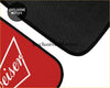 Custom budweiser floor mats with red and black heisen design and white logo on red section for car interiors