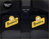 Custom black car floor mats with yellow bundaberg rum logo and white polar bear emblem for a stylish ride
