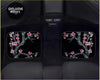 Custom cherry blossom floor mats black with pink decals on luxury vehicle window coverings interior