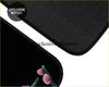 Custom cherry blossom floor mats black with textured surface and pink floral edge design for car interiors