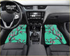 Teal custom cherry blossom car floor mats with black branches and pink flowers for a stylish interior look