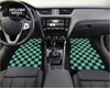 Custom demon slayer tanjiro haori checker floor mats with teal and black checkered design for car interiors