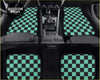 Custom demon slayer tanjiro haori teal and black checkered car floor mats designed for style and durability