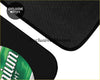 Black textured car floor mat with green and white premium light beer can design custom for hahn premium fans
