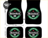 Custom heineken black car floor mats with green and white logo and red star for stylish vehicle interiors